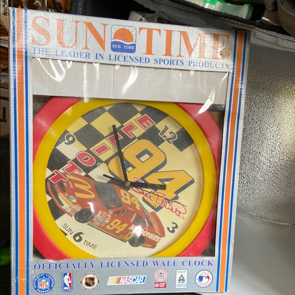 Red and Yellow NASCAR Wall Clock
